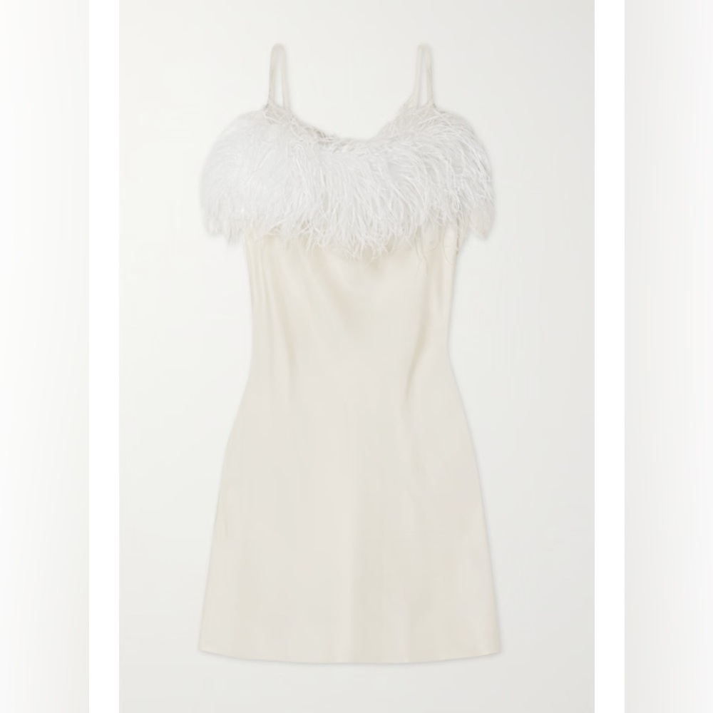 SLEEPER
+ NET SUSTAIN Boheme feather-trimmed ECOVERO-satin mini dress